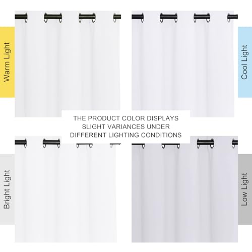 NICETOWN White Room Darkening Curtain 120 inches Long for Living Room - Grommet Solid Thermal Insulated Grommet Light Blocking Window Treatment for Bedroom (1 Panel, W52 x L120)