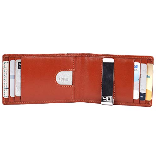 Image of Brooklyn Bridge Genuine Leather Money Clip Wallet for Men Diamond VT Brown - Slim RFID Protected Wallet with Cash Clip & Multiple Card Slots, Smart Front Pocket Design, Stylish Gift for Men