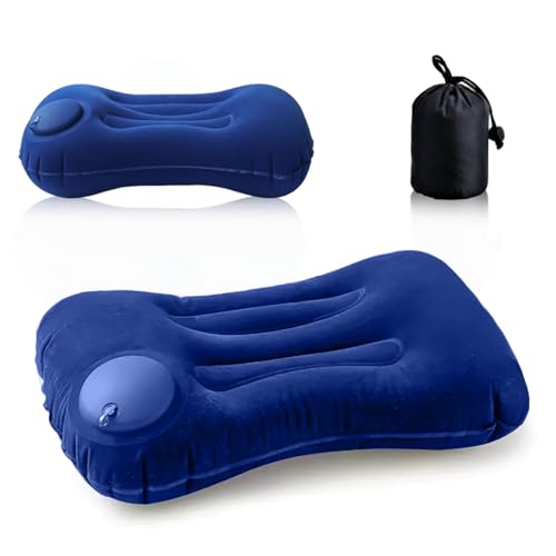 Image of TecoKart Inflatable Pillow for Travel - Soft & Ergonomic Air Pillow with Drawstring Pocket | Lightweight Travel Pillow for Sleeping | Great for Camping, Backpacking & Commuting