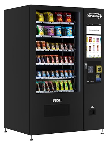 KoolMore KM-VMNT-50-BCR Snack Vending Machine, Credit Card Reader, Coin and Bill Acceptor, and 22 Inch Black, 60 Slots/Non-Refrigerated with Touch Screen