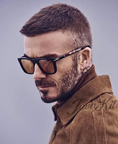 JOVAKIT Fashion Square Sunglasses for Men Women Trendy Flat Lens Sun Glasses Outdoor Sports Driving Sunnies UV400 Protection (Black/Orange)3