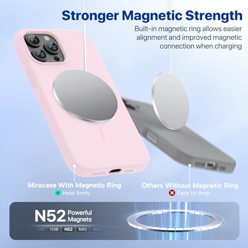 miracase Magnetic for iPhone 13 Pro Max Case, [Soft Anti-Scratch Microfiber Lining], Compatible with MagSafe, Liquid Silicone Shockproof Drop Protection Phone Case for 13 Pro Max, Sand Pink by Miracase - Image 4