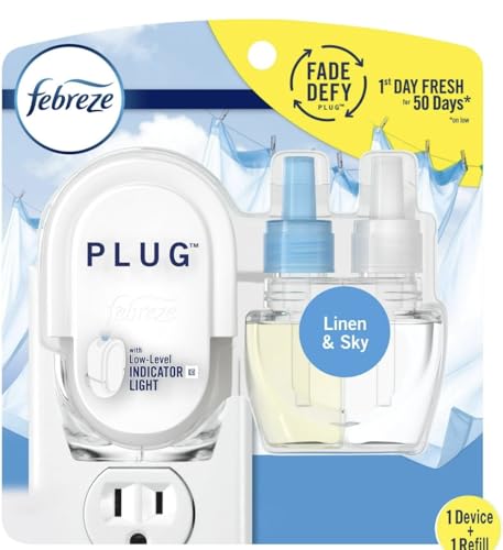 Generic Febreze Fade Defy PLUG Air Freshener & Odor Fighter Starter Kit Oil Refill - (1) .87 fl. oz. Oil Refill (Linen & Sky)