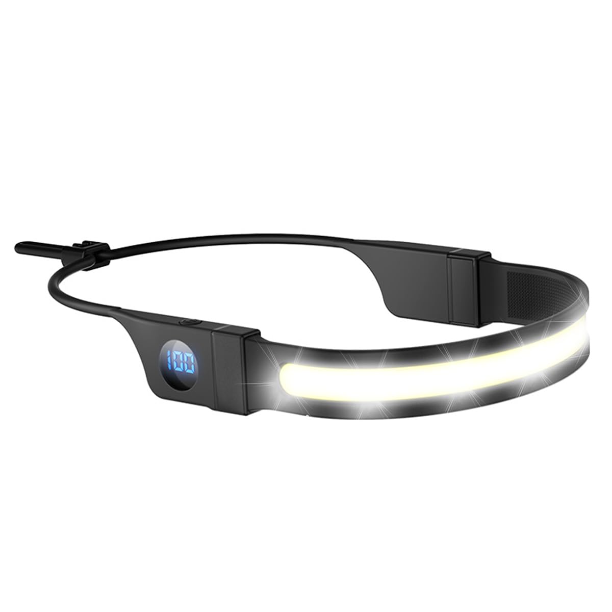 LED Headlamp Flashlight, High Lumens 230° Broadbeam Headlight, USB Rechargeable Head Lamp with Digital Power Display, Lightweight Waterproof Headlamps for Camping Running Hiking, Flexible Silicone-image-19