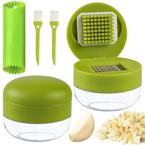 Nokiils Edelstahl Knoblauchpresse mit Zubehör, 2 Stück