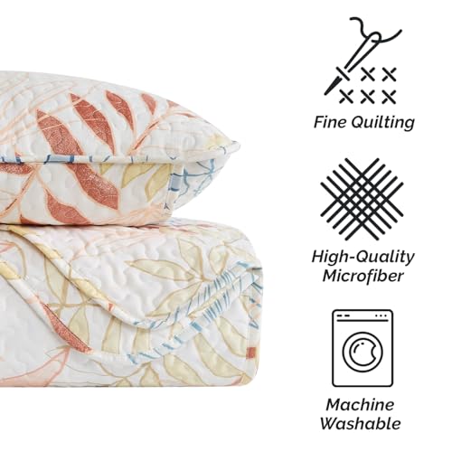 Image of Southshore Fine Living, Inc. Day Bed Cover Sets, Twin Daybed Bedding Sets, Daybed Cover with 3 Pillow Shams, 1 Bedskirt, 1 Throw Pillow - Twin Quilt Bedding Set, Day Bed Covers Set, Tropic Leaf
