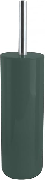 MSV - Brosse WC Porte-Balai Toilette Inagua - Ensemble WC à Poser en Polystyrène - Manche en Acier Inoxydable - Couleur Vert Foncé - Tête de Brosse Échangeable - 1