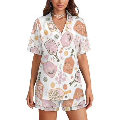 Women Pajamas Shorts Sets Wild West Rodeo Cowboys PJs 2 Piece Button Down Shirt Lounge Pants Set