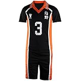 TWSTIV Karasuno High School Cosplay Volleyball Jersey Shirt Shorts Costume Uniform (NO.3 Asahi Azumane, XXL)