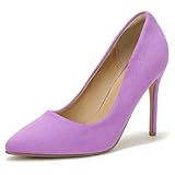 IDIFU Women's IN4 Classic Pointed Toe High Heels Pumps Wedding Dress Office Shoes (7.5 B(M) US, Lavender Suede)