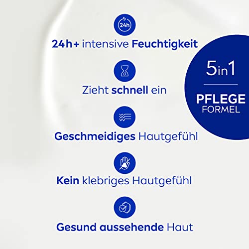 NIVEA In-Dusch Body Milk (400 ml), Körpercreme mit Mandel-Öl und wasseraktivierter 5in1 Pflege Formel, feuchtigkeitsspendende Body Lotion für die Dusche