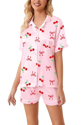 Image of Girls & Womens Satin Pajamas Set, Silk Button-Down Sleepwear 2 Piece Nightwear, 3 Years - Women XXL