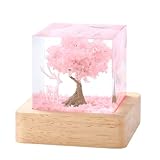 Cubic Cherry Blossom & Reindeer Resin Lamp - Handcrafted, Durable & Eco-Friendly Light for Home Decor, Gifts & Collections (lightpink)