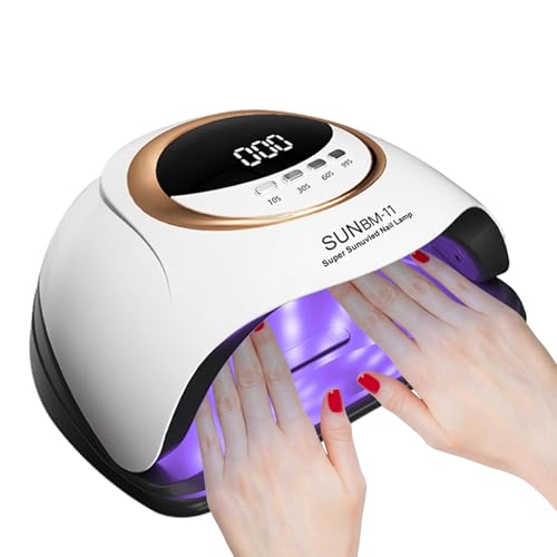 QUEMISS UV Led Nail Lamp 4 Timers, High-Power 280W Gel Nail Polish Dryer Gel Nail Lamp LED Display with Automatic Sensor Portable Dual-Speed Drying for Nail Lamp, Suitable for Home Salons