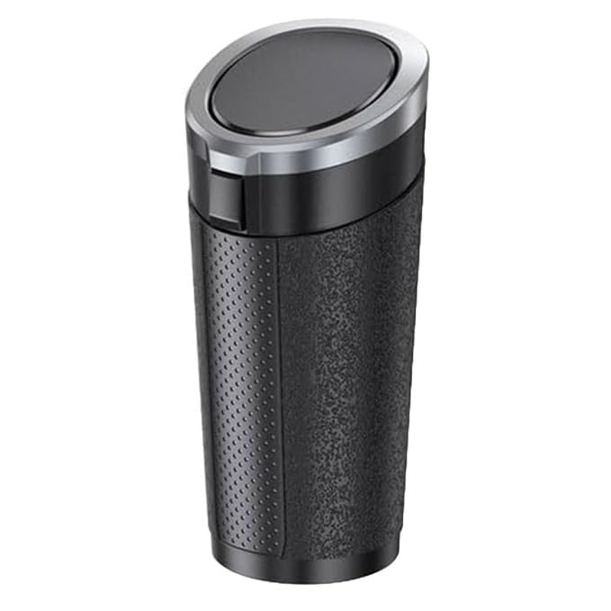 Image of RIGGEAR Car Trash Can for Cup Holder, Mini Waterproof Leakproof Car Dustbin with Flip Lid, Portable Garbage Bin (Silver)