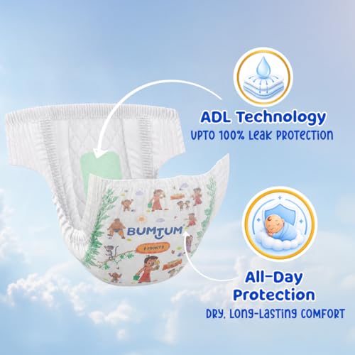 Image of Bumtum Chota Bheem Medium Baby Diaper Pants, 64 Count, Leakage Protection Infused With Aloe Vera, Cottony Soft High Absorb Technology (Pack of 2)