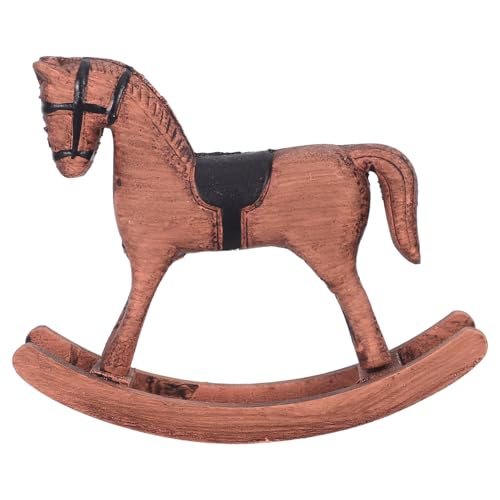 Alasum Estatua de Caballo Mecedor de Madera Vintage, Adorno Decorativo Retro de Escritorio, Modelo Artesanal en Madera Natural, Escultura Decorativa para Sala y Oficina