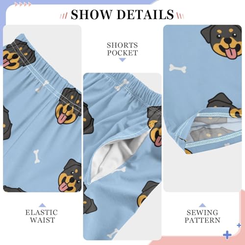ZZKKO Cute Rottweiler Puppy Cartoon Boys Pants for Kids Jogger Pants with Pockets S-XL4