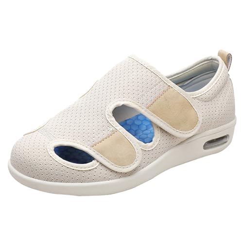 Calzado para diabéticos,Zapatos Anchos Especiales para Pies Hinchados Cómodas Zapatillas Ajustables para Aliviar el Dolor de Pies.Beige,47