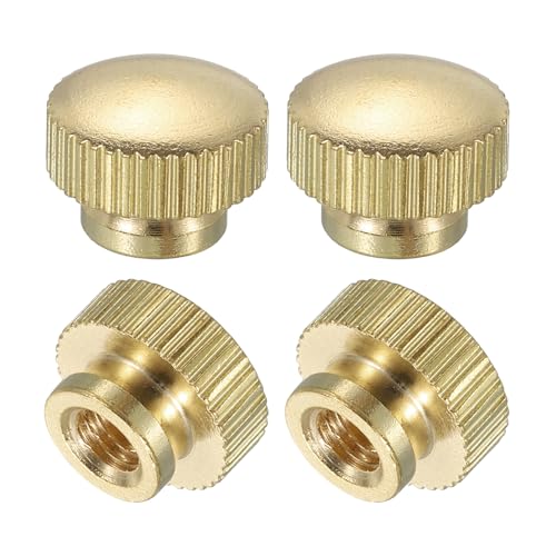 QUARKZMAN Dadi a Farfalla Scanalati, 4pz M5 x D12mm x H9mm Foro Cieco Ottone a Testa Alta con Colletto a Testa Alta Foro Cieco Elementi Fissaggio Pomelli Rotondi per Parti Stampanti 3D