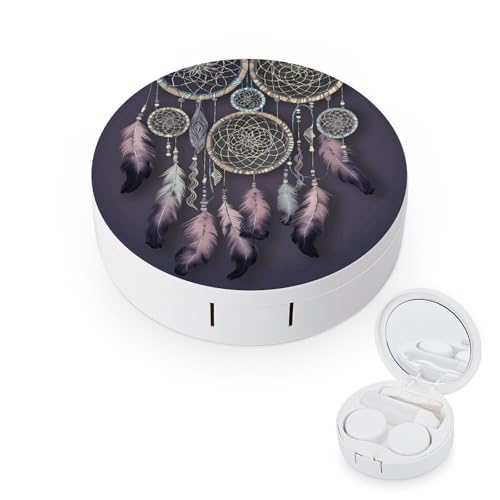 QWHJK Contact Lens Case,Dream Catcher Print Plastic Contact Lens Case,contact Lens Care Box,ontact Lens Travel Box
