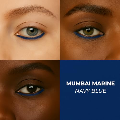 Image of LoveChild Masaba Colored Kajal, Mumbai Marine (Navy Blue)- Intense Color, Smooth Glide, Waterproof, Smudge-Proof Eye Pencil with Almond Oil, 0.3 g