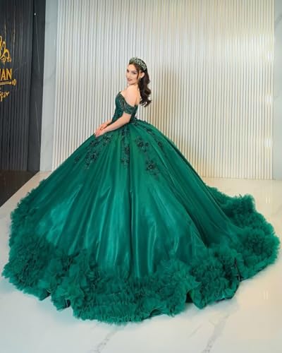 Ftupza Lace 2 in 1 Quinceanera Dresses Ball Gown Floral Off Shoulder Sweet 15 16 Dresses Ruffle Tulle Prom Gowns2