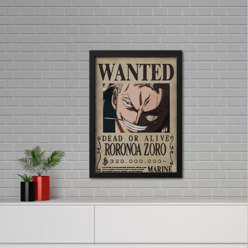 Image of inspire TA RORONOA ZORO Poster One Piece Anime Quotes Painting Wall Frame, Wall Art Laminated Poster With Black Frames (12 X 9 INCH)