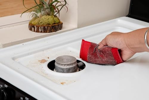 Image of 3Pcs Muticolor Iron Scouring Pads - Incredibly Tough, Heavy Duty and Long-Lasting Scrubbing Sponges. for Pots, BBQ Grills, Microwaves and Stovetops Household Cleaning Sponges (Blue, Green, Red)