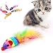N-K Divertente giocattolo interattivo con piume colorate per topi falsi, gatto e gattino, giocattolo interattivo, colore casuale, conveniente e durevole, design pratico e durevole