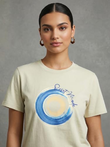 Image of Nobero Women's Graphic Printed T-Shirt | Regular Fit 180 GSM Cotton Tee for Women | Comfortable Round Neck Casual Wear