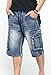 Men's 3/4 Cargo Biker Jean Shorts Vintage Distressed Denim Shorts Casual Multi-Pocket Short Pants (Blue,30)