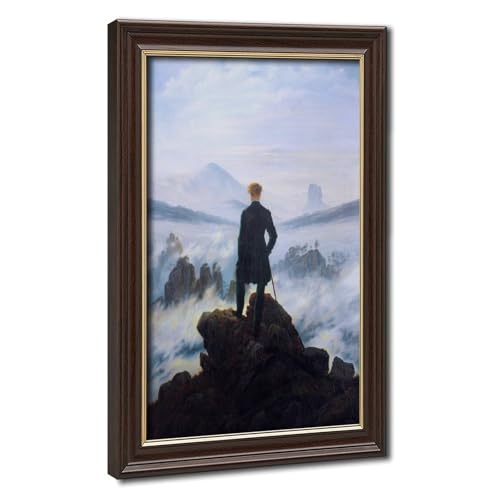 Poster décoration murale Le Voyageur de Friedrich cadre suspendu bois tableau toile 20x30 cm