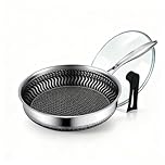 Non Stick Frying Pan,7-Layer Die-Casting Integrated Stainless Steel Cookware,11 Lnch Stainless Steel Pan with Glass Lid for Nduction,Gas Cooktops,Ceramic and Electric Stove