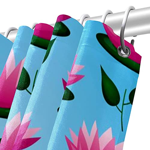 Rideau de douche imperméable avec crochets fleurs de lotus 183x183 cm