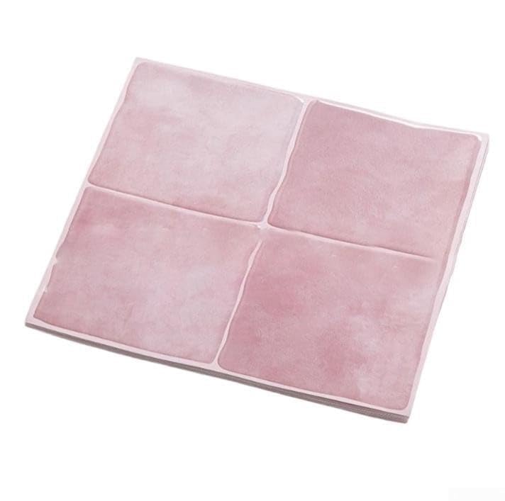 Azulejos adhesivos autoadhesivos, aspecto 3D, resistentes al agua, revestimiento de pared para cocina, baño, chimenea, parte posterior, verde, 10 unidades, 25,4 cm (rosa)