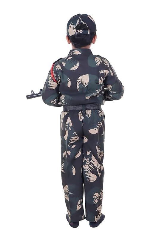 Image of Army Dress for Kids | Indian Military Soldier Fancy Dress Costume | Polyester Fabric | Army Uniform for Boys & Girls | School Fancy Dress, Role Play, Independence Day & Republic Day