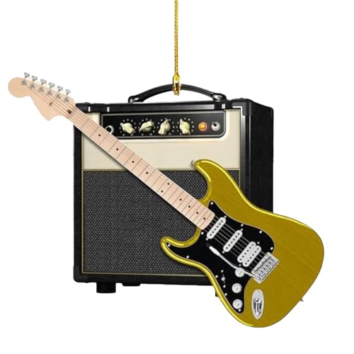 Adorno de guitarra eléctrica, adornos de guitarra para árbol de Navidad, adornos para el árbol de Navidad Decoración 2D acrílico, Ornamentos navideños para instrumentos, adornos musicales, adornos