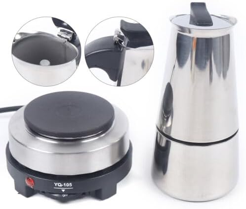 Miniatura 4 de Cafetera de acero inoxidable con estufa eléctrica, percolador Expresso, fácil de limpiar, cocina italiana de inducción, cafetería portátil,