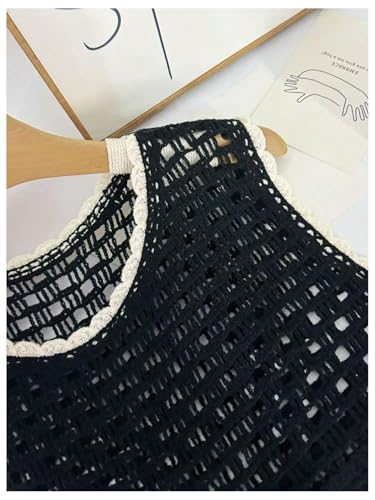Image of GORGLITTER Women's Crochet Vest Hollow Out Sweater Tank Tops Summer Beach Sleeveless Knit Tops 2026
