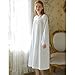 Holajoy Women's Cotton Nightgown Cute Victorian Night Gown Vintage Sleep Lounge Dress Lace Princess Long Sleeve Lightweight Button Old Fashioned Princess Pajamas Dress White Large