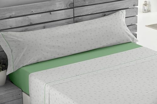 Parure de lit percale 150 cm gris perle Rita housse et taies d'oreiller