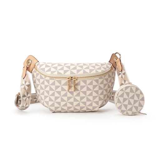 ROYALBAIDE Bolso bandolera tipo bandolera para mujer, bolso bandolera de pecho con correa ajustable, bolso de pecho, riñonera, bolso de cinturón a cuadros de moda para compras diarias, viajes