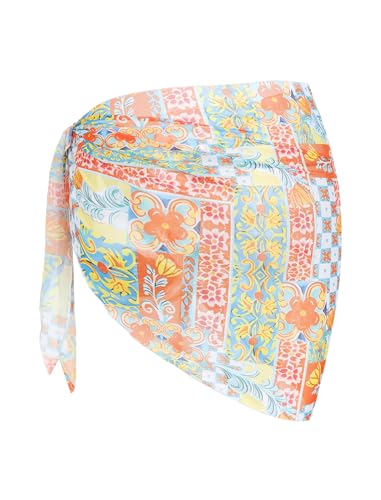 Image of ZAFUL Women's Sarong Coverups Beach Wrap Sheer Bikini Cover Up Mini Skirt | Wraps Swimwear, Cover Ups for Swimwear, Multi-Wear, Texture, Floral