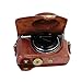 CEARI Leather DSLR Camera Case Bag with Neck Strap for Canon Powershot SX720 HS Digital SLR Camera - Coffee
