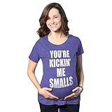 Maternity Kicking Me Smalls Funny T Shirt Pregnancy Announcement Novelty Tee Funny Graphic Pregnancy Tee Baseball Maternity Wear Cool Movie Short Sleeve Purple M