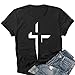 GOKKILRW Womens T Shirts Short Sleeve Crewneck Tops Summer Casual Cross Print Shirts Slim Fit Comfy Pullover Tops Dressy Black
