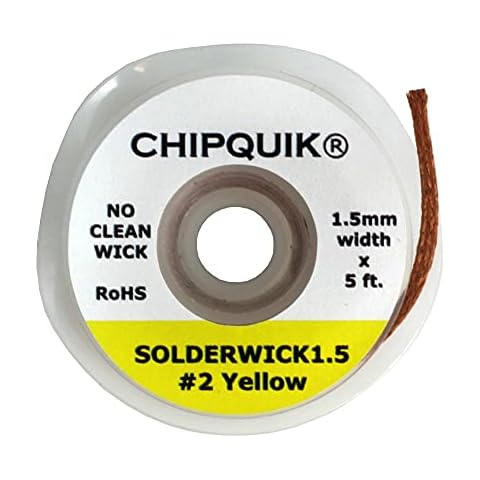 (QTY 4) Chip Quik SOLDERWICK1.5 1.5mm Solder Wick (#2 Yellow) - No Clean Cover
