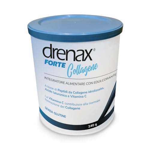 Drenax Forte Collagene polvere | Integratore Antiage con Collagene Tipo I-III, Acido Ialuronico e Vitamina C – 240g