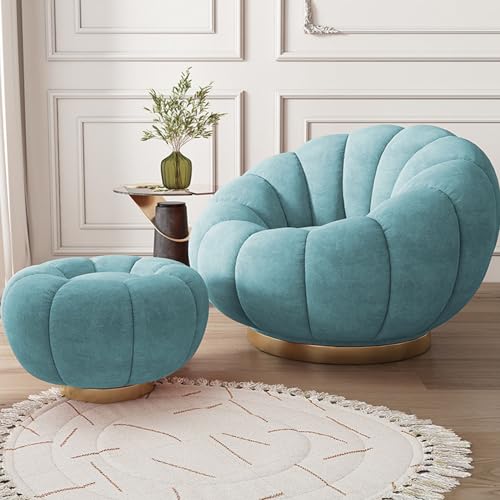 Generisch Blauer 360° Lounge-Sessel mit Ottoman